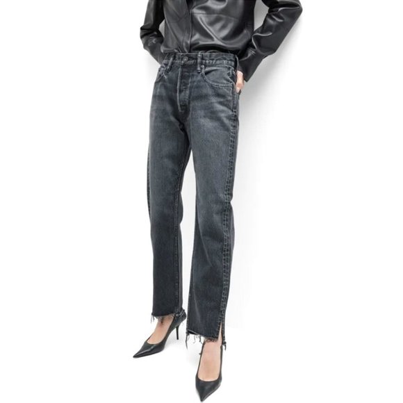 Moussy Denim - Moussy Vintage Detroit Wide Straight Leg Black Jeans NWT Size 27